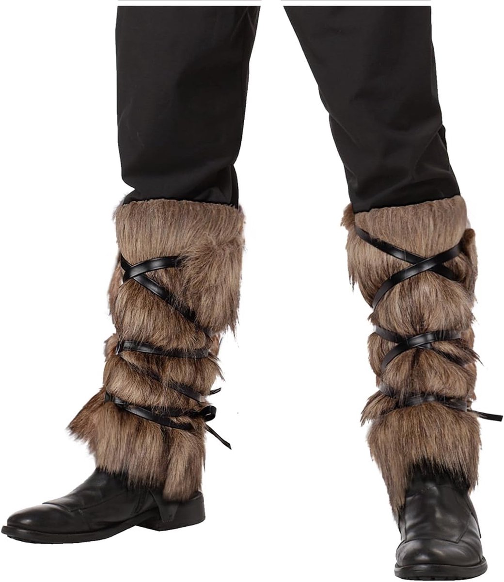 Legwarmers pluche - faux fur - middeleeuws design - houdt benen warm - ShopVlot