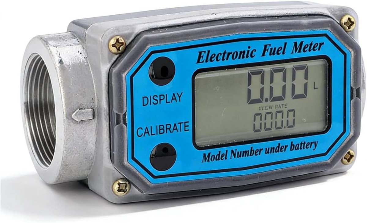 Turbine flow meter mini digitaal - voor diesel, kerosine, benzine - compact en eenvoudig te installeren - ShopVlot