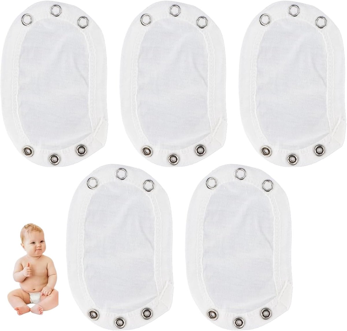 Body extensies set van 4 - wit - verstelbaar in lengte - perfect voor baby rompertjes - ShopVlot