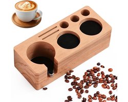 Walnoothouten Tamper Station voor Espresso, Barista Accessoires en Organiser voor Strainer Carriers, Ideaal voor Koffieliefhebbers en Professionele Barista's
