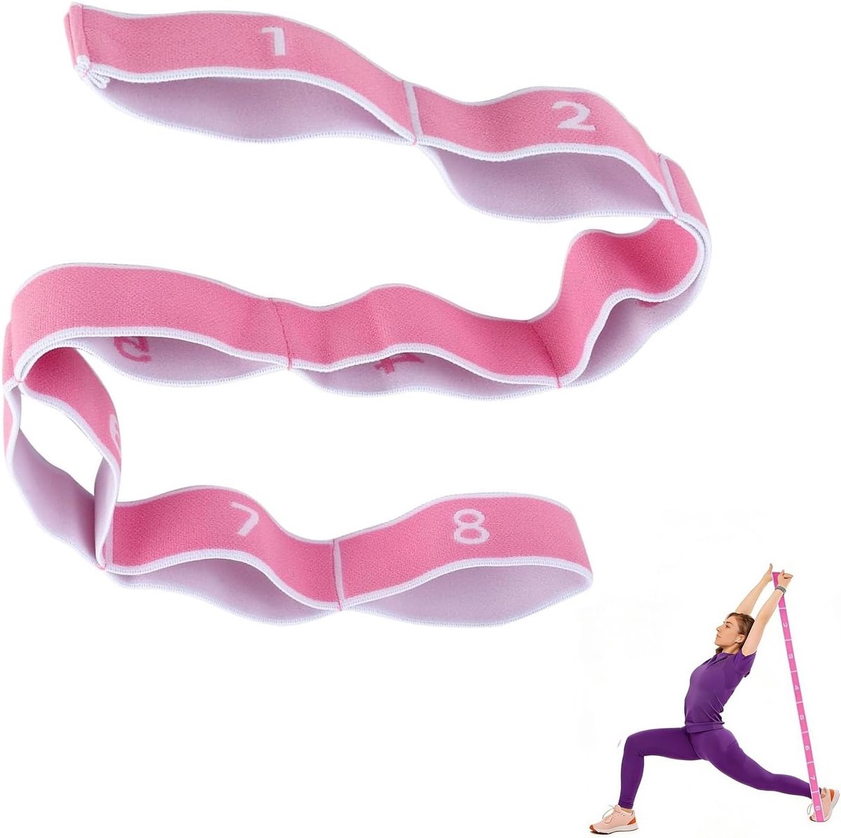 Stretchband 8 lussen - yoga stretchband - huidvriendelijk materiaal - voor flexibiliteit en training - ShopVlot