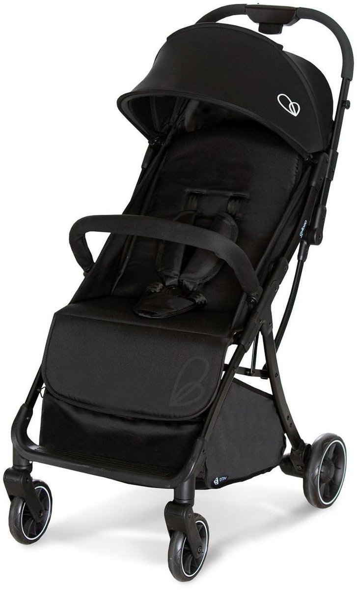 Kinderwagen ultralicht - comfortabel zwart - veilig met kap en raam - compact inklapbaar - ShopVlot