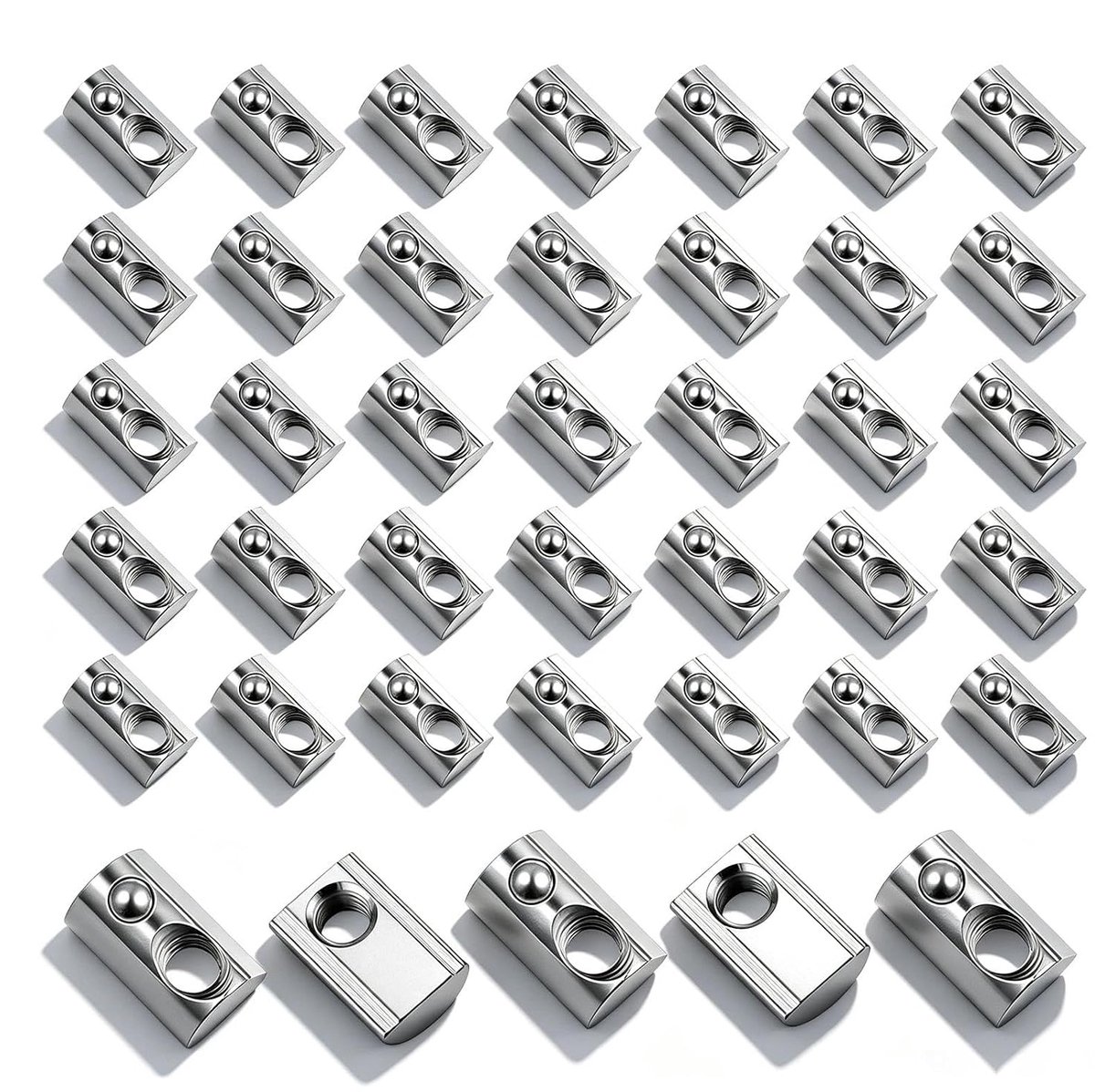 Groove Nuts M8 - 40 stuks - Koolstofstaal - Met veerbal voor stabiele montage - ShopVlot