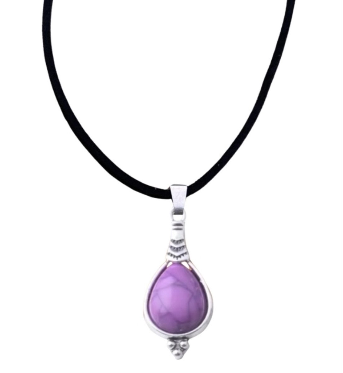 Ketting -Paars -tibetaanse look 45 cm- Charme Bijoux