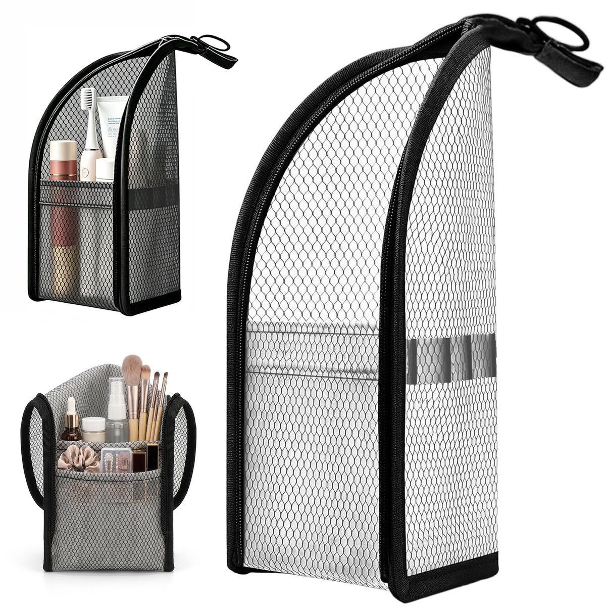 Staande toilettas 22x13x13 cm - zwarte make-uptas - waterdicht - ideaal voor reizen - ShopVlot