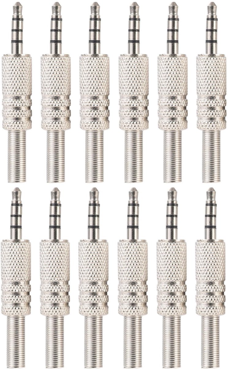 3.5mm stereo plug 12pcs - TRRS male jack connector - soldeertype - ideaal voor reparatie van koptelefoons - ShopVlot