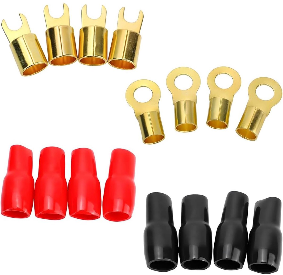 Autostrip spade terminal adapters 4 paar - 4 gauge voertuig connectors - duurzaam PVC en messing - ideaal voor speakers - ShopVlot