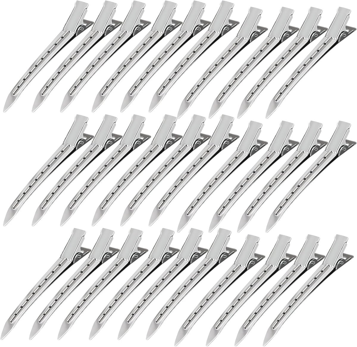 Haarclips 50 stuks - 9 cm - zilver met gaatjes - stevige grip voor knippen - ShopVlot