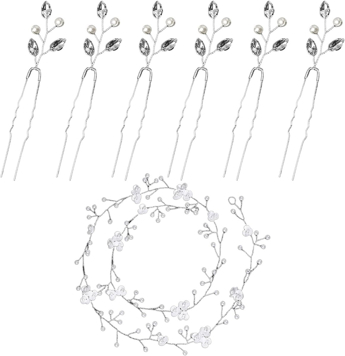 Haarspelden met Rhinestone - Parels bloemen Haarband - Exquisite Bruidsaccessoires - Perfect voor bruiloften - ShopVlot