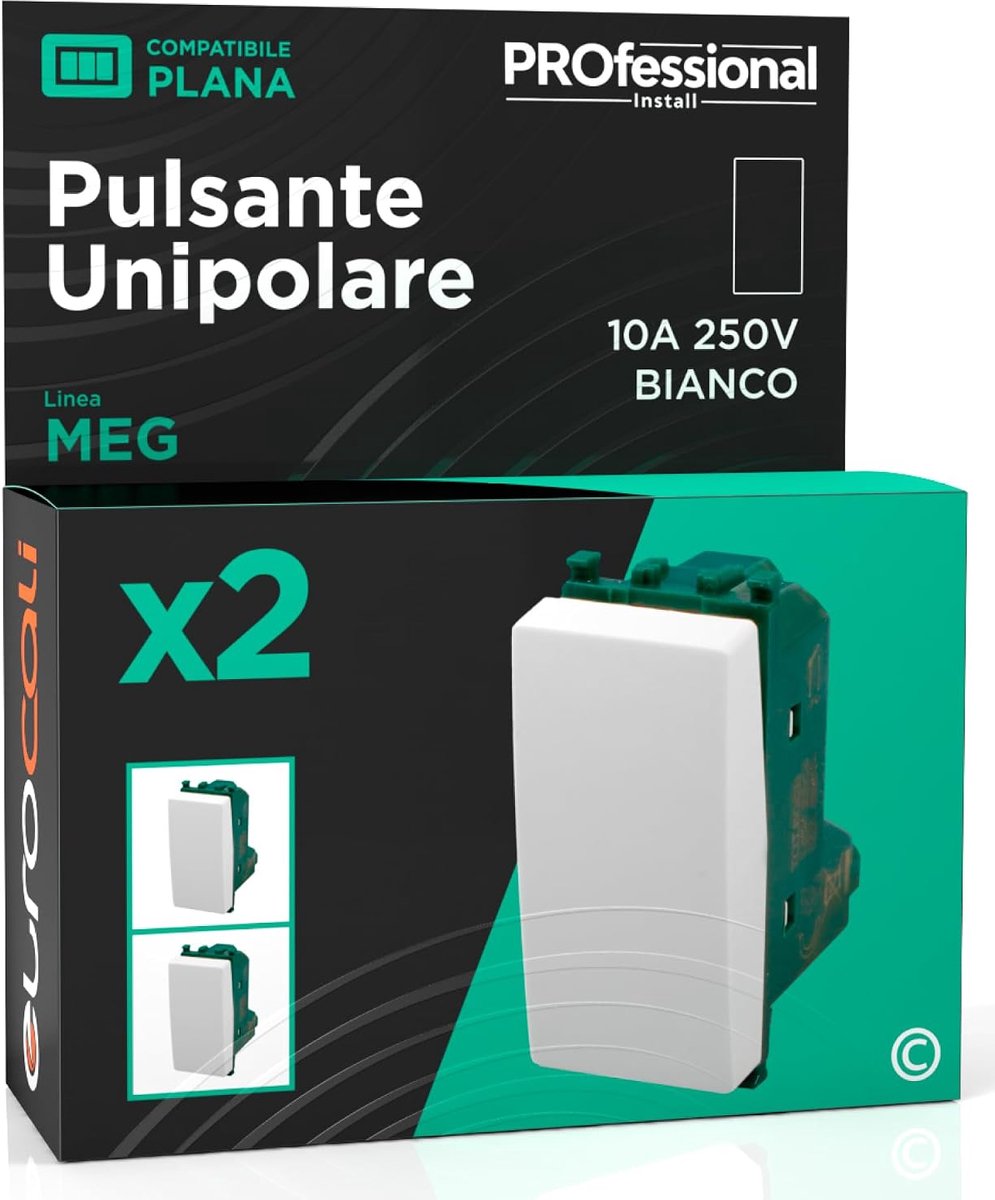 Drukknop 10A 250V - Flush-montage - Wit - Eenvoudig te installeren - ShopVlot
