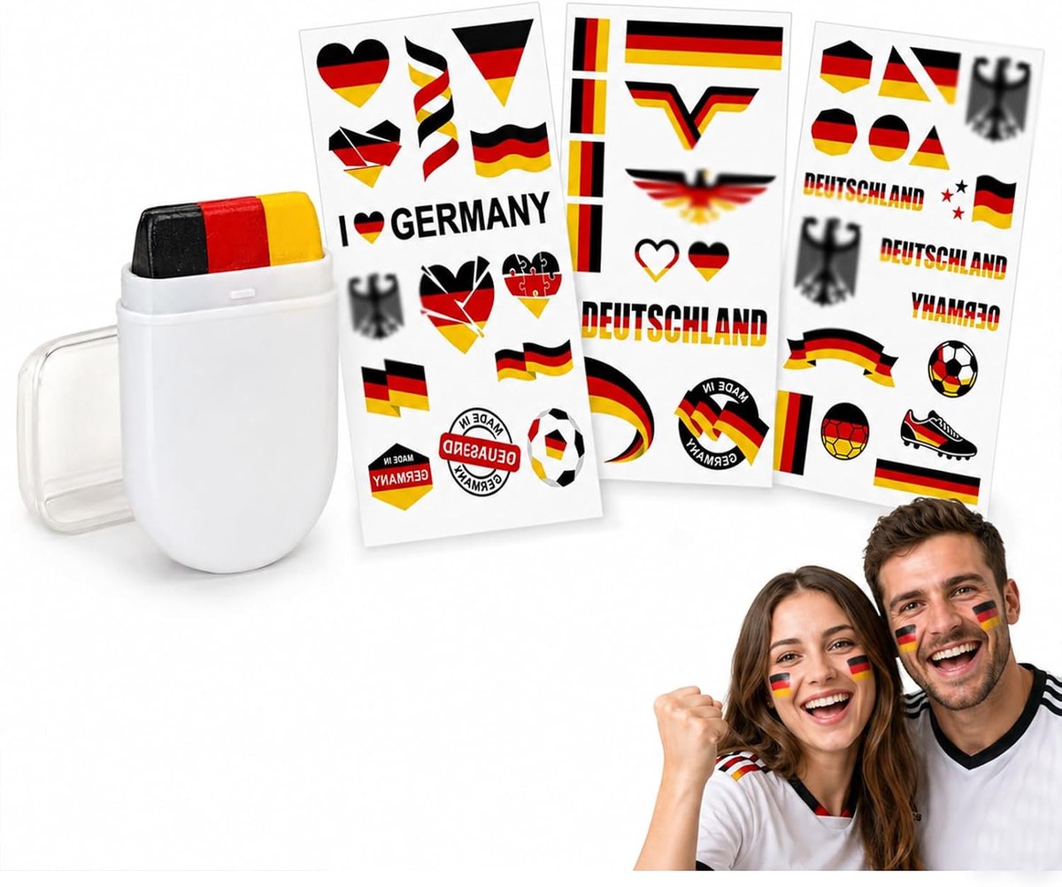 Lakstift Duitse vlag - gezichtsstick - rood, zwart, geel - voor voetbalfans en evenementen - ShopVlot