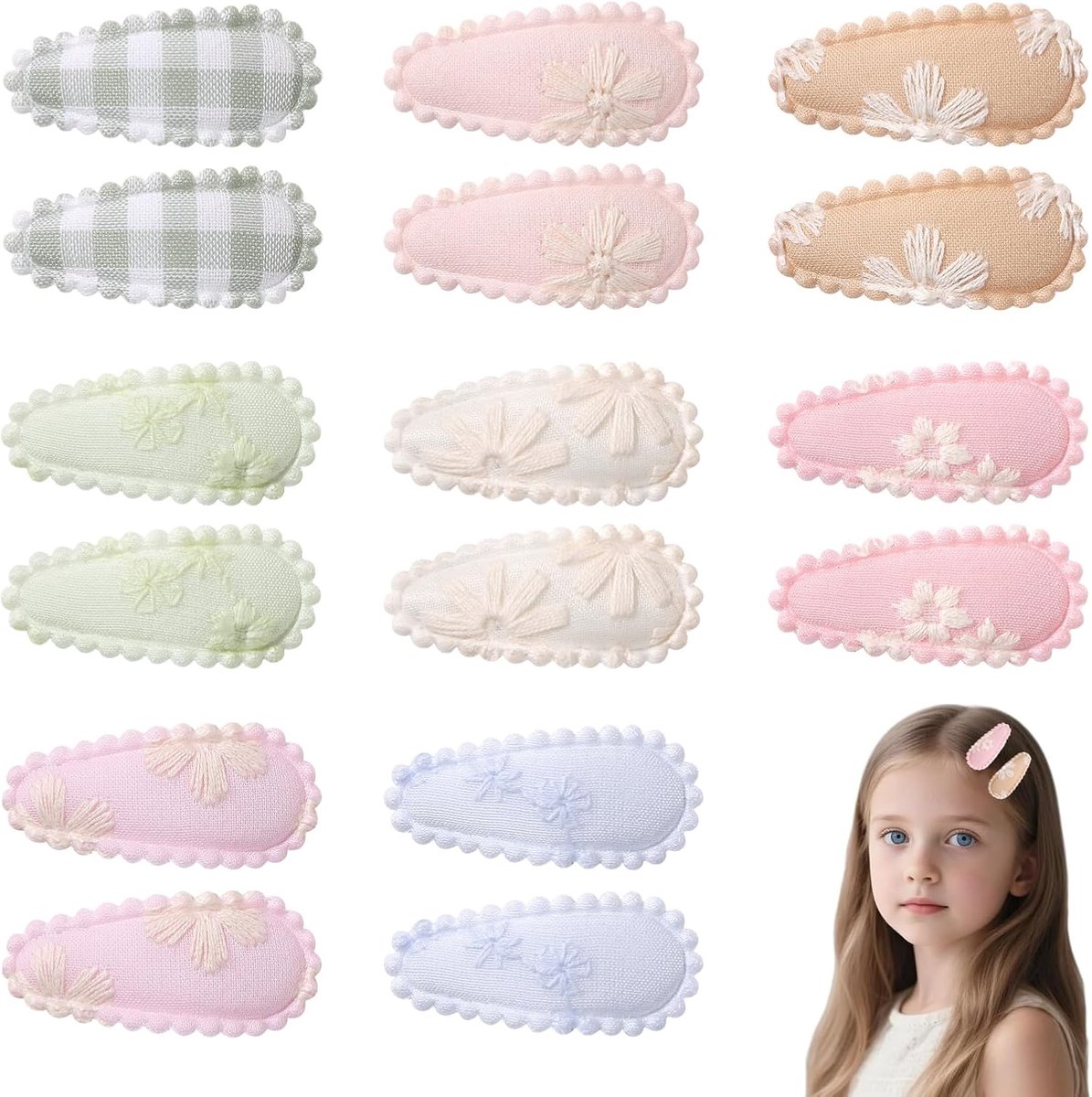 Haarspelden voor babymeisjes - 16 stuks antislip clips - 8 bloemenstijlen - perfect voor fijn haar - ShopVlot