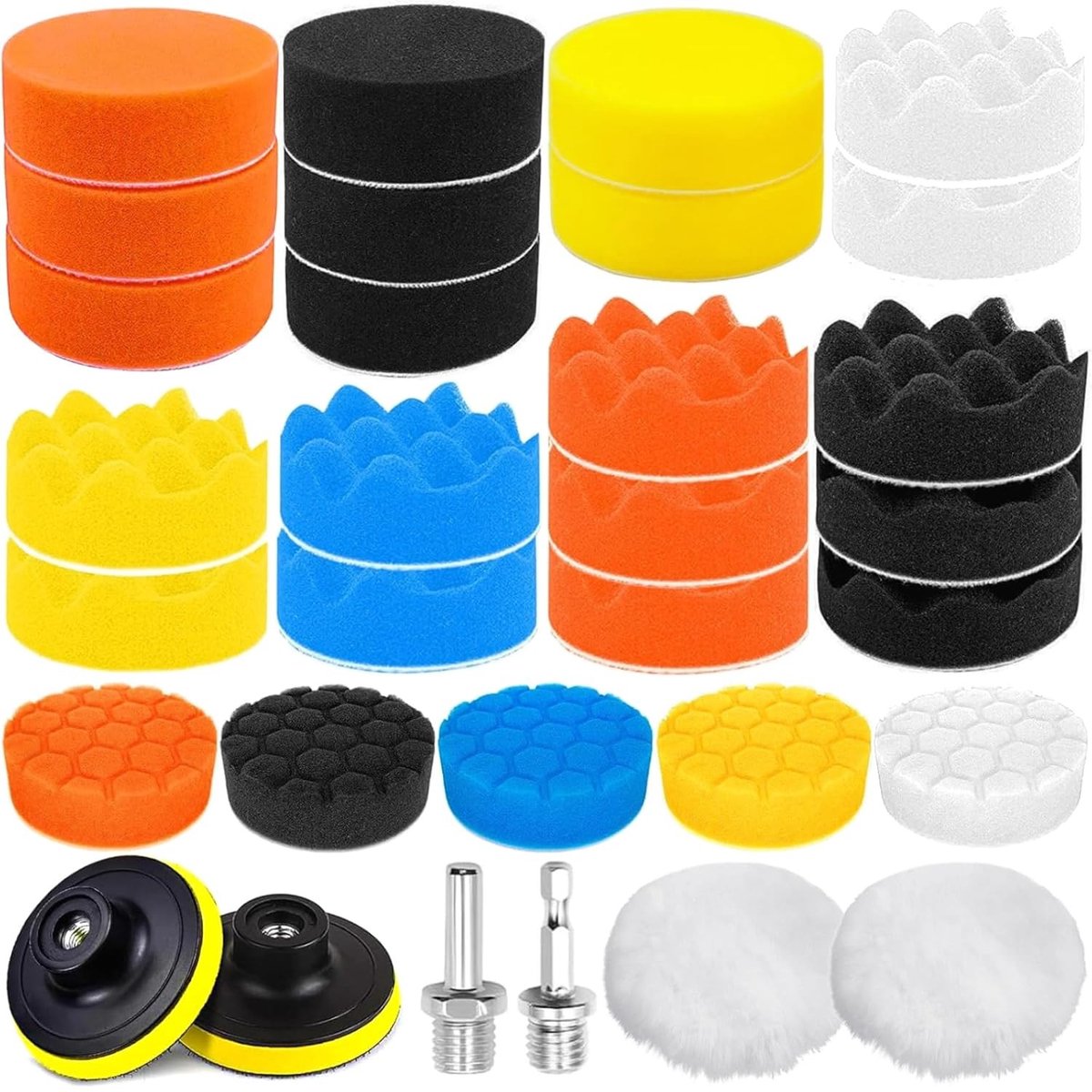 Autopolijstset - Multicolor - 80 mm - Professionele Polijstpads en Schuurschijven - Voor Auto en Metaal