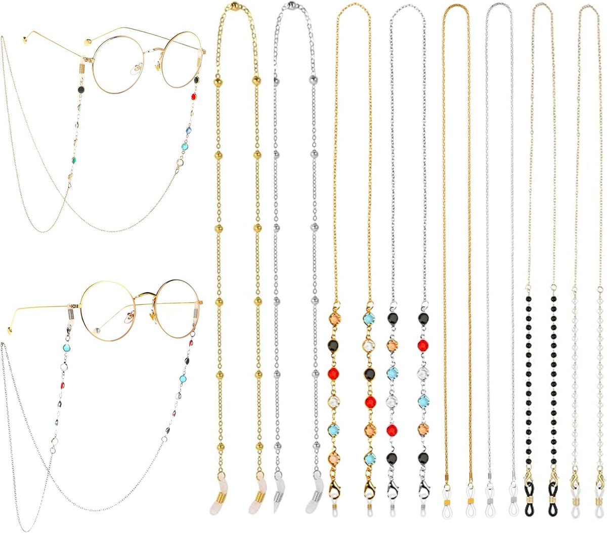 Brilketting 8 Stuks - Elegante Kralen - Kleurrijk - Voor een trendy uitstraling - ShopVlot