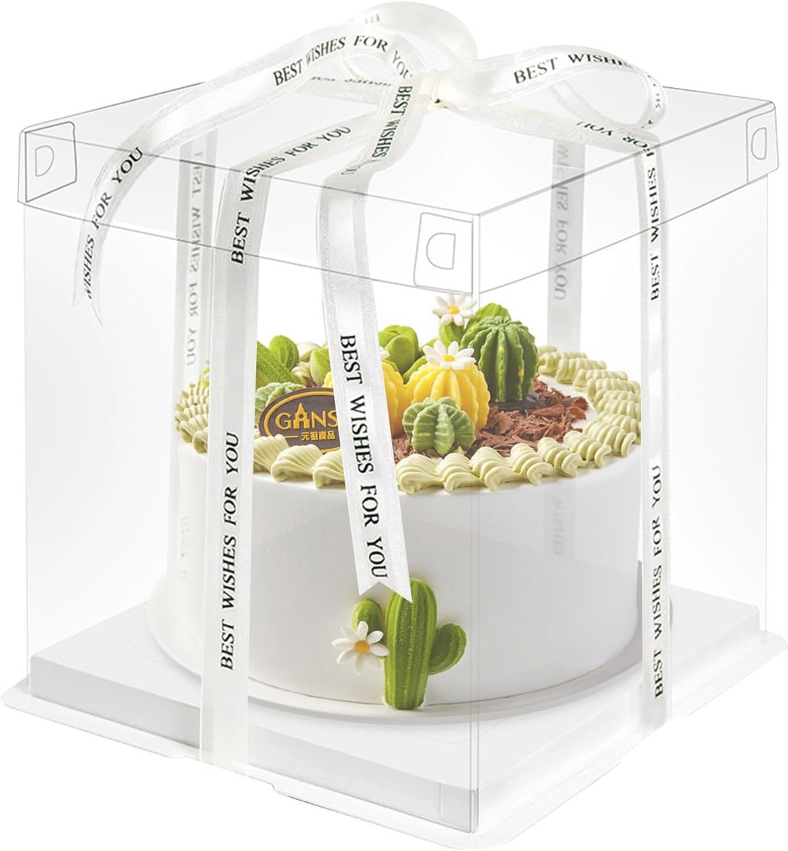 Cake box 20 cm - 26 x 26 x 18 cm - plastic met transparante deksel - ideaal voor het presenteren van taarten - ShopVlot