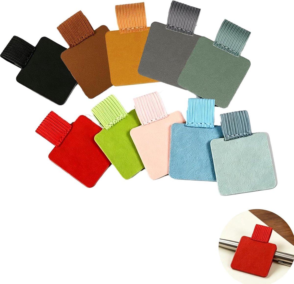 Pen loops set van 10 kleuren - zelfklevende penhouder - elastisch voor notitieboek - ShopVlot