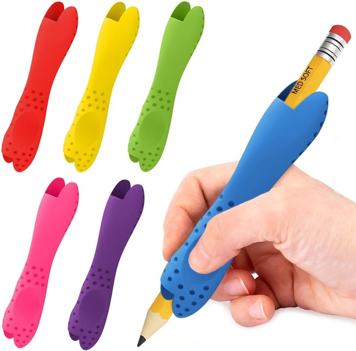 Potloodhouder ergonomisch - Triangulair siliconen - 6 stuks - Betere grip en controle - ShopVlot