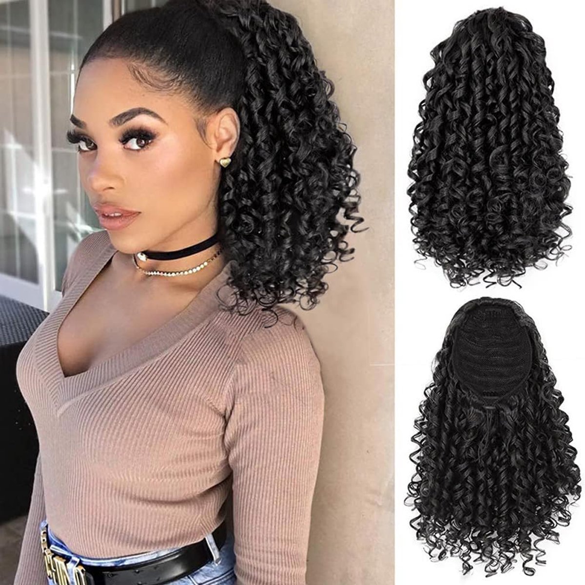 Ponytail Extension Wrap Around - Kinky Krullend - Natuurlijke Synthetische Haar - Voor een Jeugdige Look - ShopVlot