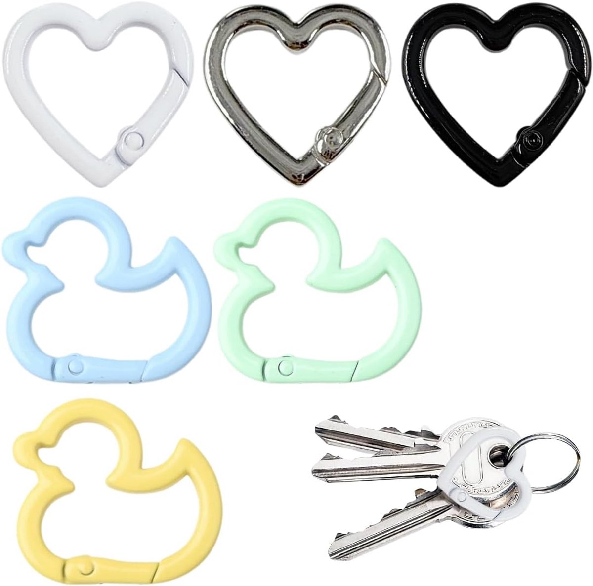 Carabiner haken set van 6 - kleine hartvormige rugzaksluitingen - aluminium - ideaal voor camping - ShopVlot