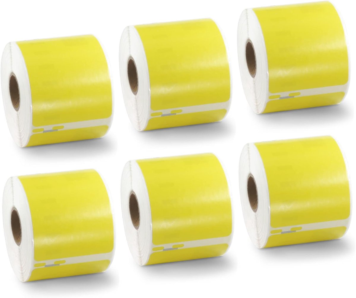 BETCKEY - 6 large rolls of yellow multi-function labels compatible with DYMO 99015(S0722440), 54mm x 70mm, 2400 - ShopVlot