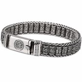 Donley Buddha Armband Heren 22 cm - Zilverkleurige Schakelarmband - Mantra Armband - Boeddhistische Sieraden - Cadeau voor Mannen - 925 Zilver Gepolijst
