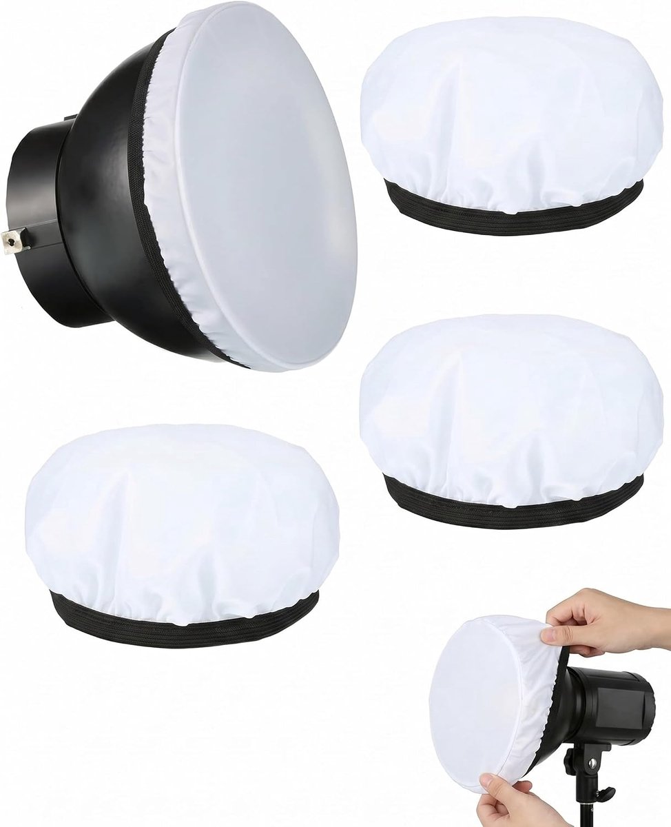 Lichtdiffusers voor flitsen, 4 stuks, zachte witte stof, maakt de verlichting glad en vermindert harde schaduwen voor - ShopVlot