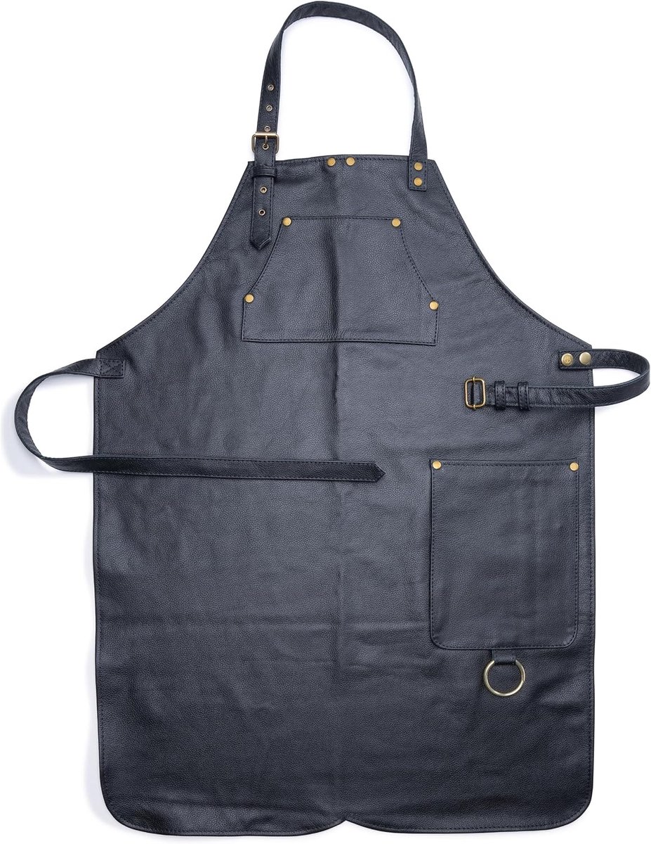 Angus Stoke Premium Grain Leather Apron - Full Leather Handmade Apron for BBQ, Cooking - Adjustable Chef Apron Howard - ShopVlot