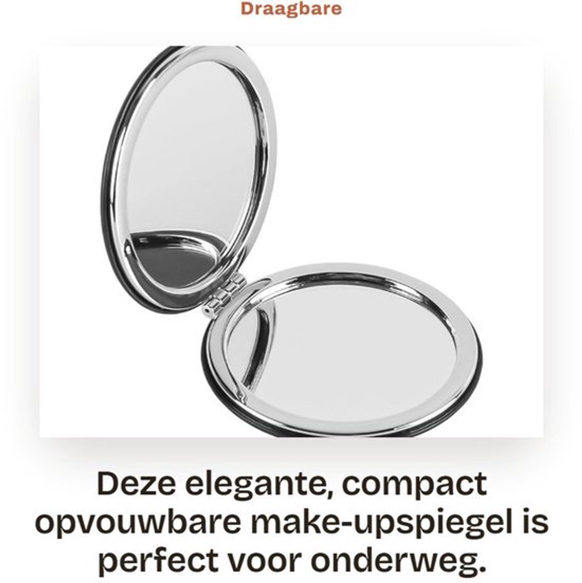 Make-upspiegel Dubbelzijdig - Draagbare Zakspiegel - Opvouwbaar - Vergrootspiegel - Cirkelvormig 8x8 cm - Lichtgewicht 83 gram - Handspiegel