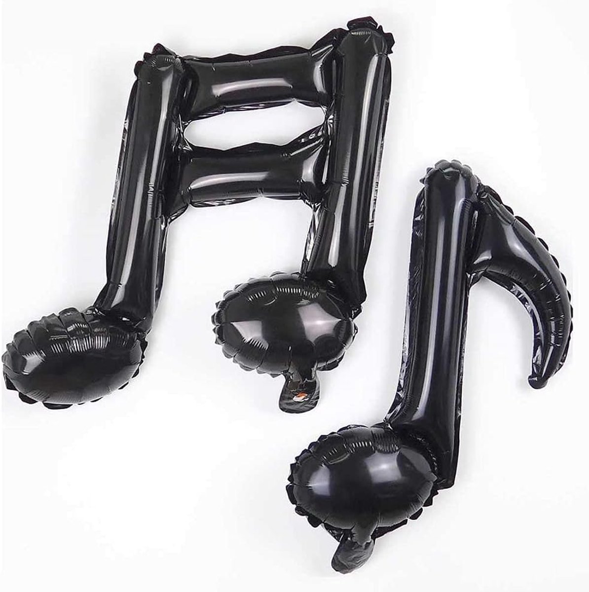 Foilballonnen muzieknoten 6 stuks - zwart aluminium folie - automatische afsluiting - perfect voor muziekfeestjes - ShopVlot
