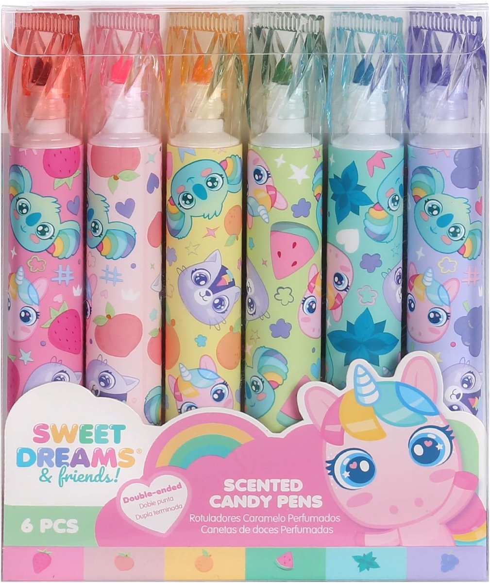 Dubbelzijdige schoolstiften set van 6 – geurende viltstiften – pasteltinten – creatief tekenen - ShopVlot
