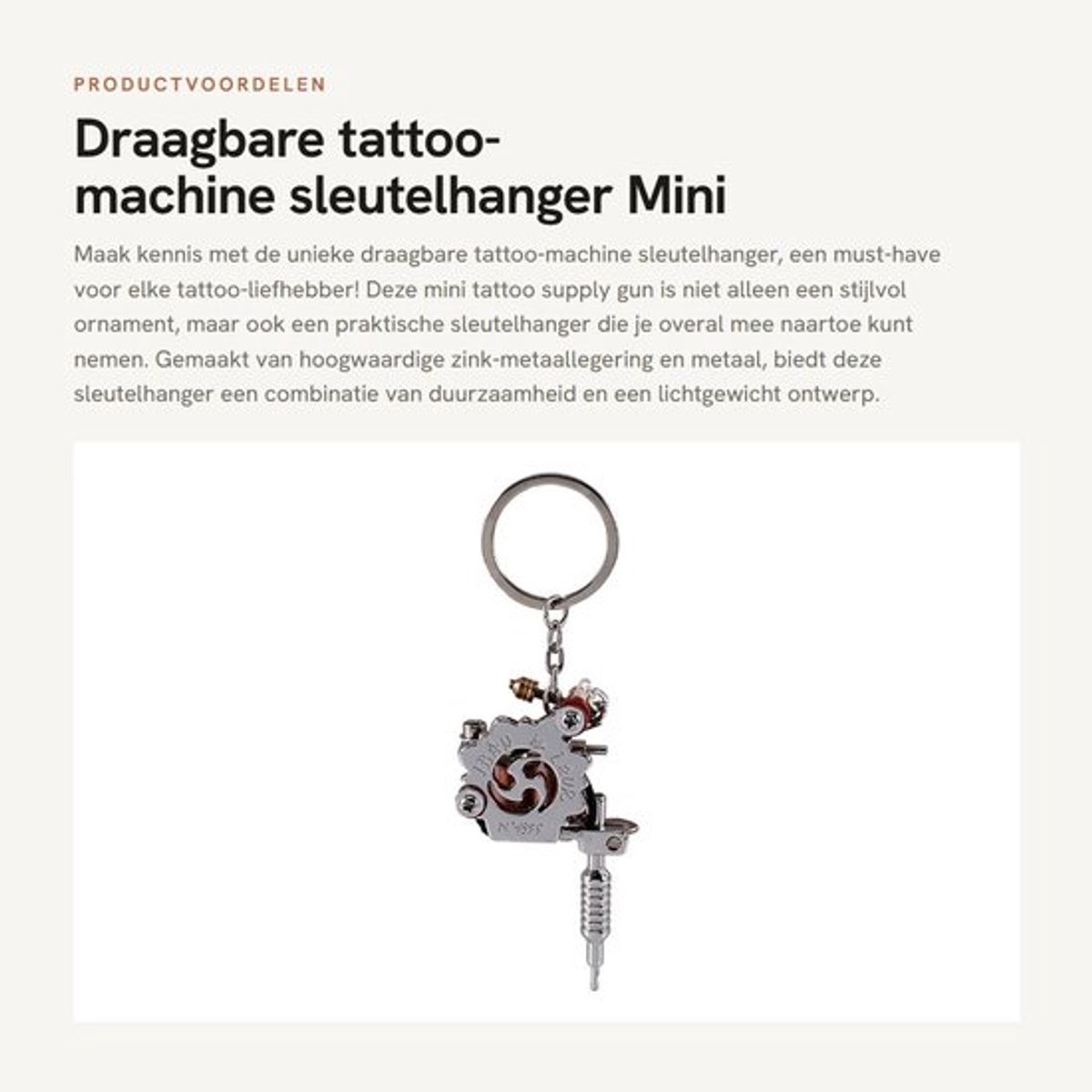 Tattoo-machine Draagbaar - Sleutelhanger - Mini Tatoeagemachine - Zink-metaallegering - Lichtgewicht - Duurzaam Ontwerp
