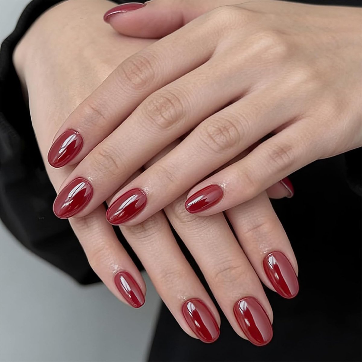 Press On Nails Middelgroot - Amandelvorm - Gegalvaniseerd Rood - Elegante DIY Manicure - ShopVlot