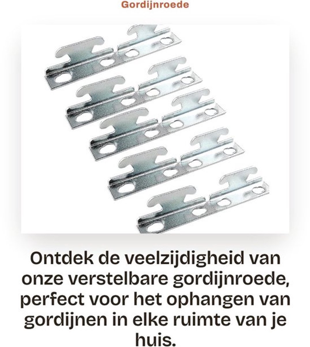 Gordijnroede Verstelbaar - Gordijnhaken - Muurbeugel - Accessoires - Steunhanger - Sterk en Duurzaam Ijzer - Gordijnhaak