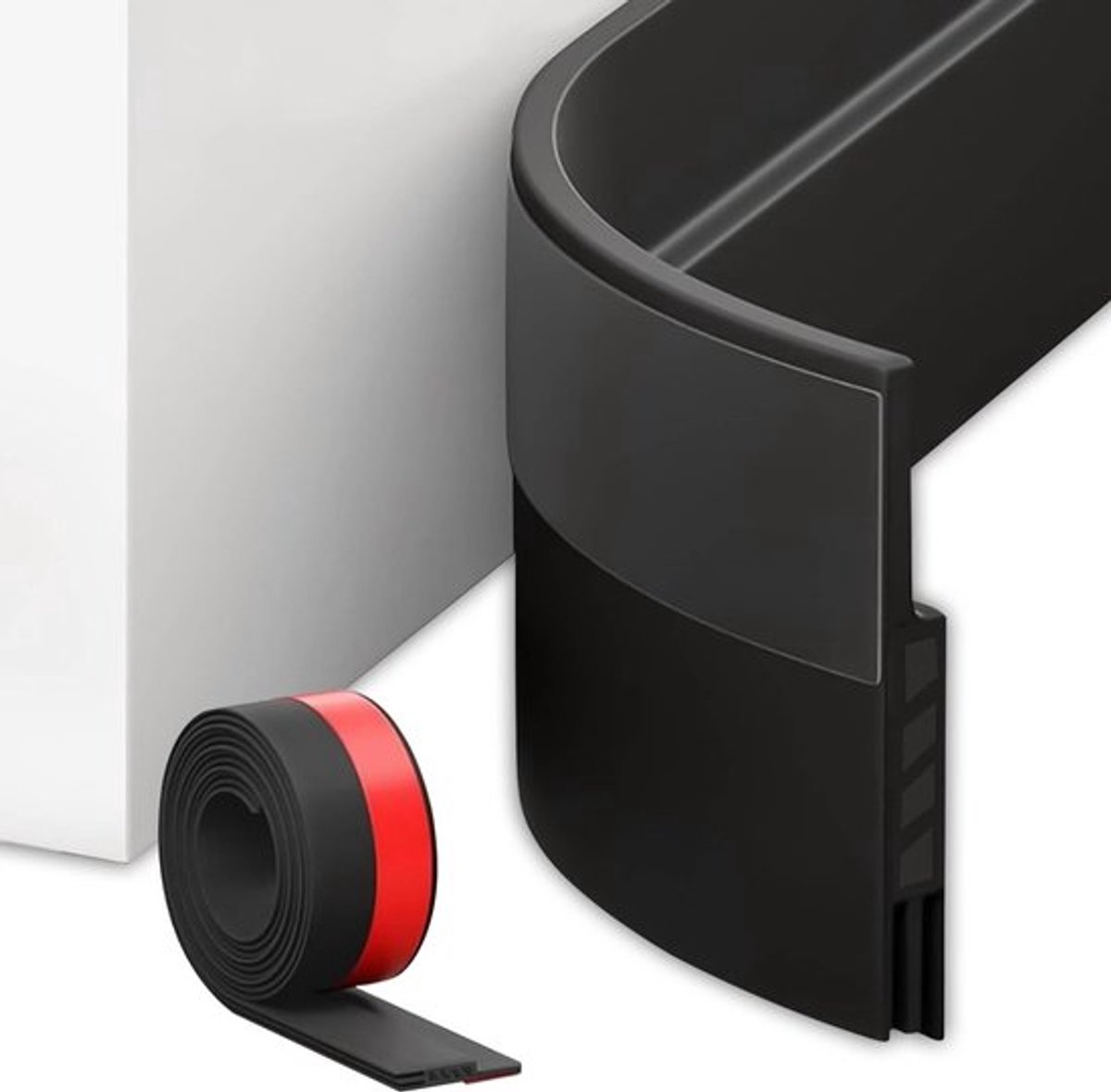 Tochtstopper, voor deuren, zelfklevende deurafdichting, extra sterk voor maximale isolatie, geluidsisolatie en bescherming tegen kou (zwart/100 cm)