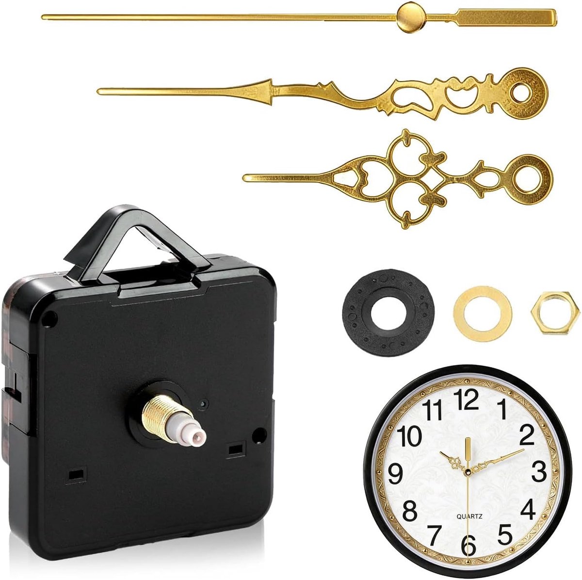Wandklok reparatieset - stille quartz beweging - goudkleurige wijzers - universele compatibiliteit - ShopVlot
