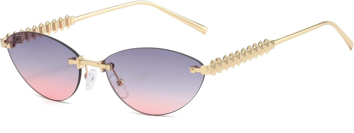 Zonnebril voor vrouwen - kleine ovale cat eye - rimless metalen frame - UV-bescherming - ShopVlot
