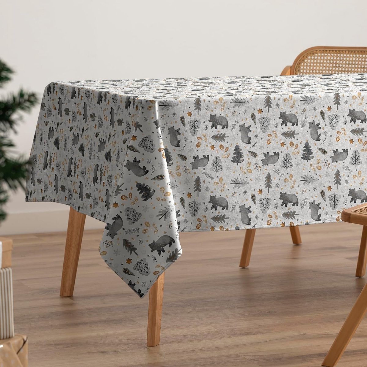 Tafellaken Kerst 160 x 200 cm - Katoen en polyester - Vlekbestendig - Moderne kerstdecoratie - ShopVlot