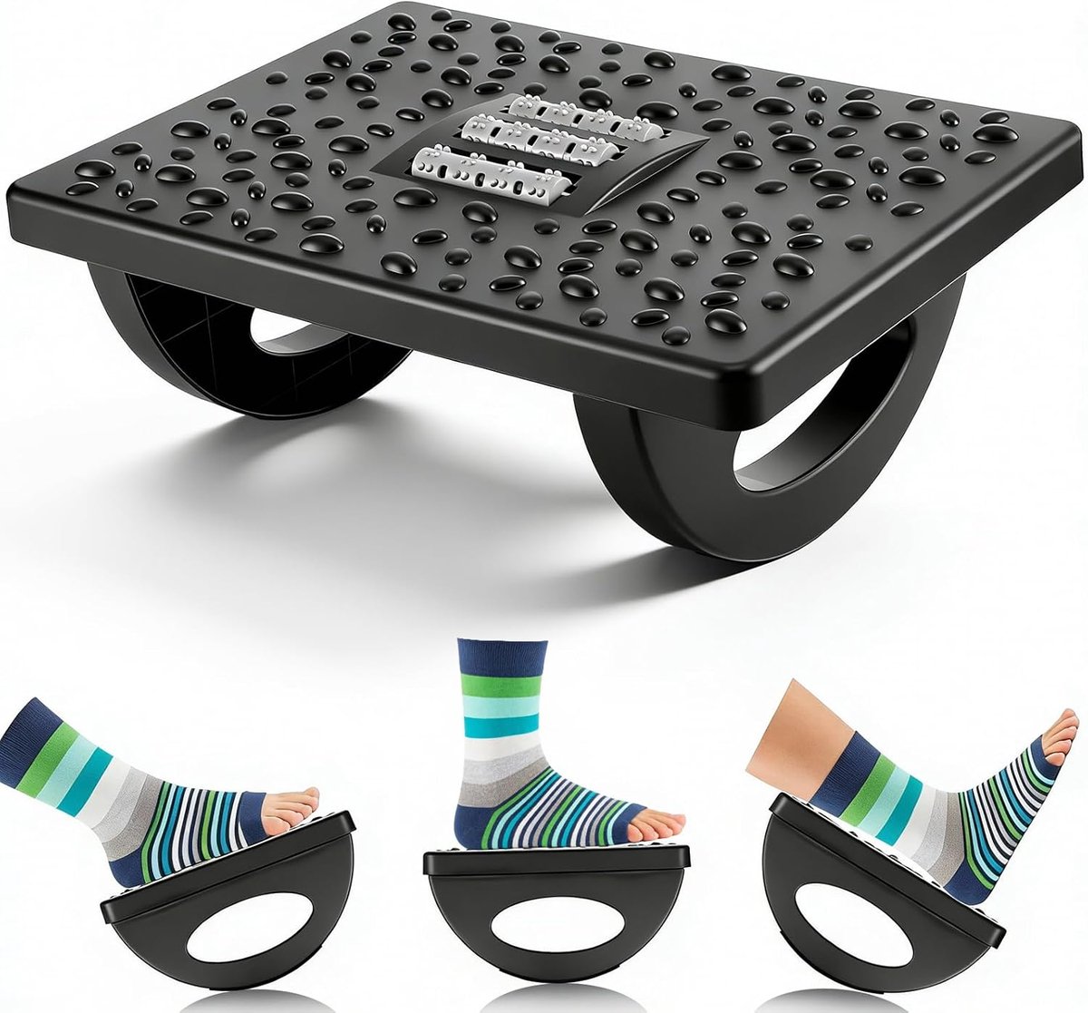 Voetsteun onder bureau verstelbaar - met massagerollers - ergonomisch design - ideaal voor kantoor en thuis - ShopVlot