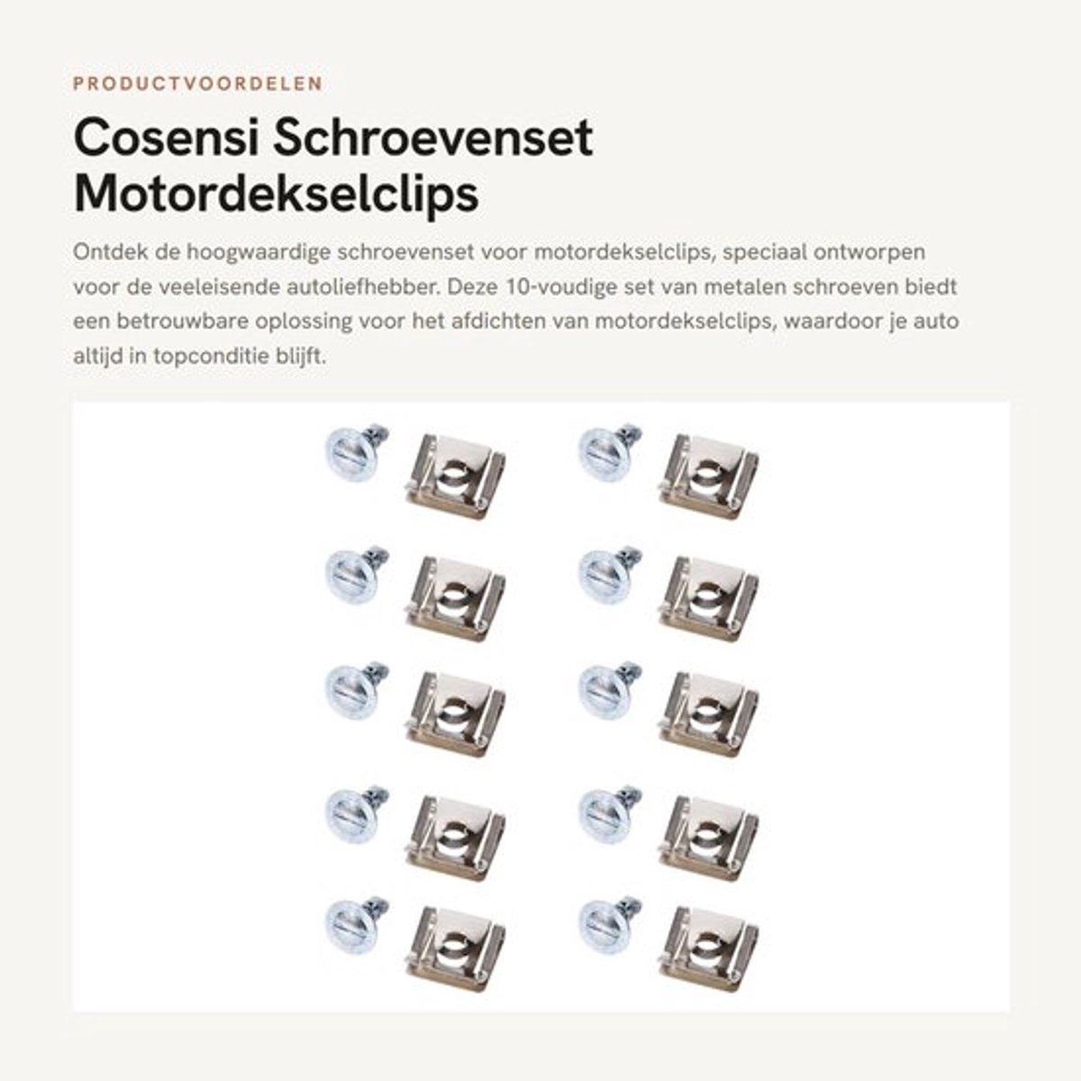 Schroevenset 10-delig - Afdichtingsset voor motordekselclips - Professionele auto-onderdelen - Hoogwaardige kwaliteit - Efficiënte producten - Schroeven