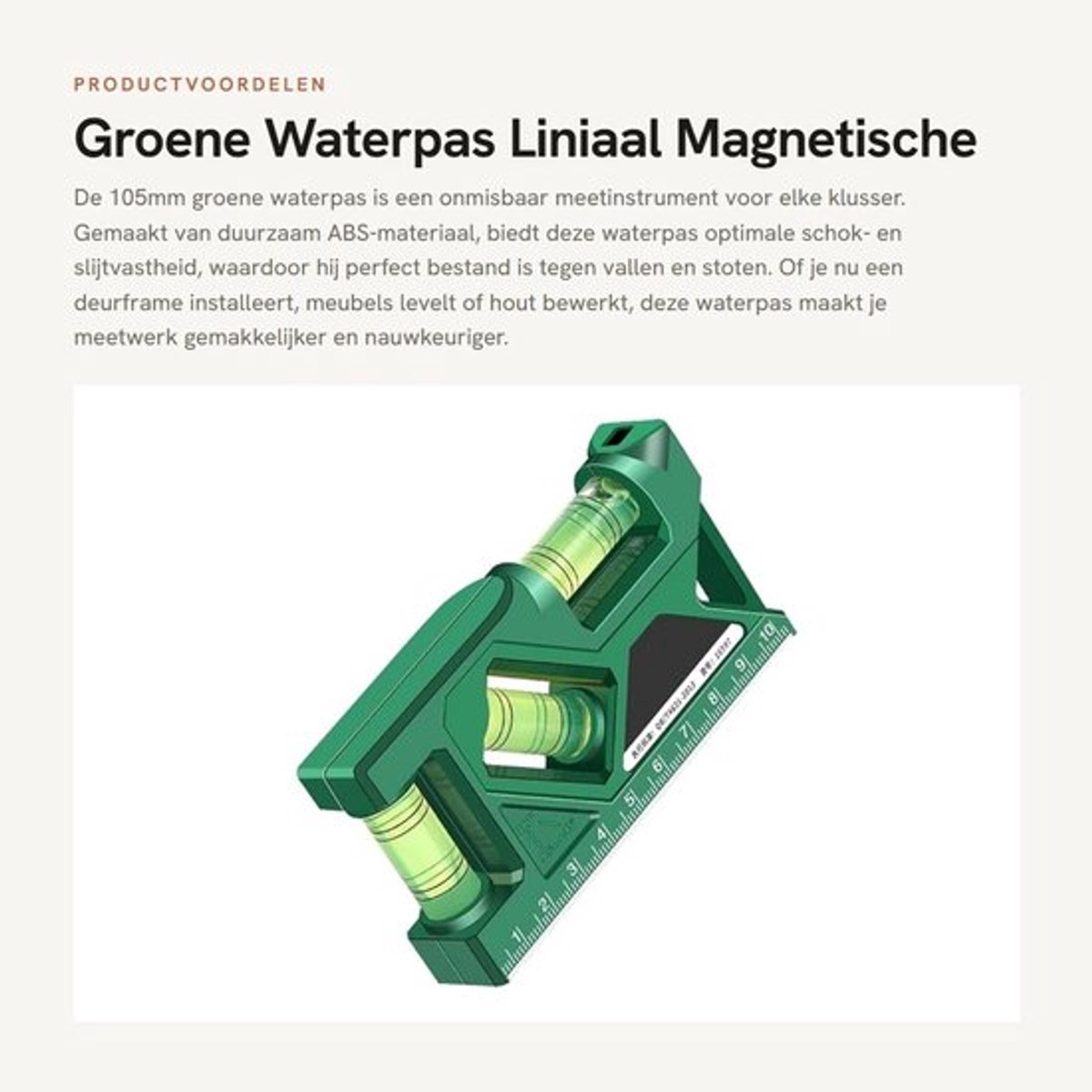 Waterpas Hoge Precisie - Magnetische Liniaal - ABS Materiaal - Duurzaam - Antival - Geschikt voor Meubels - Meetlat