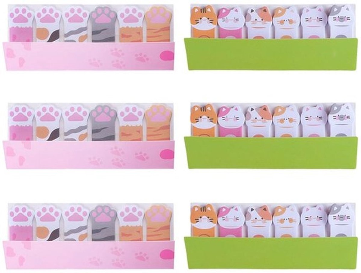 Notitieboeken Set van 6 - Veelkleurig Kattenmotief - Geschikt voor Kantoor/School - Papier - Compact 13,6 x 5,3 cm - Notitieblok