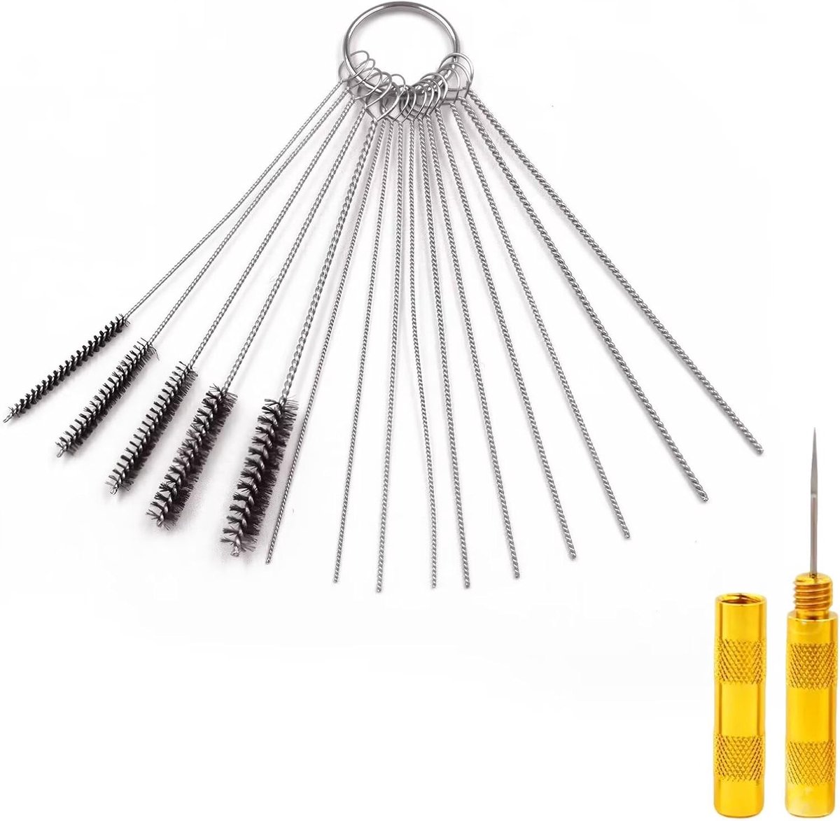 Carburateur reinigingsset - 10 reinigingsnaalden, 5 nylon borstels - voor motorfiets en lasser - ShopVlot
