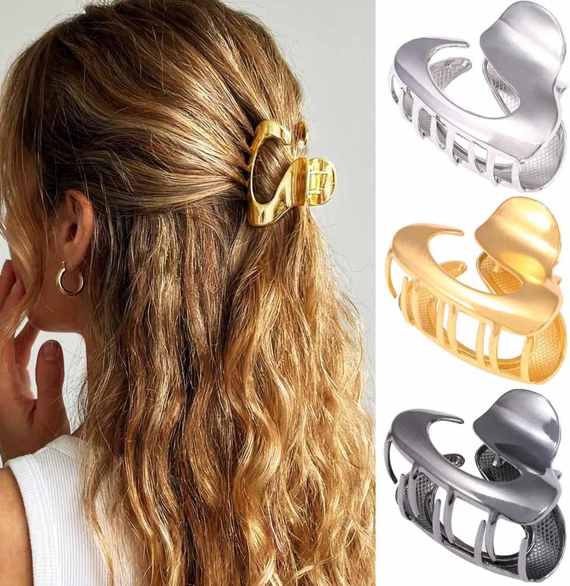 Haarclips mini goud 6 cm - metaal - non-slip - perfecte fixatie voor elke look - ShopVlot