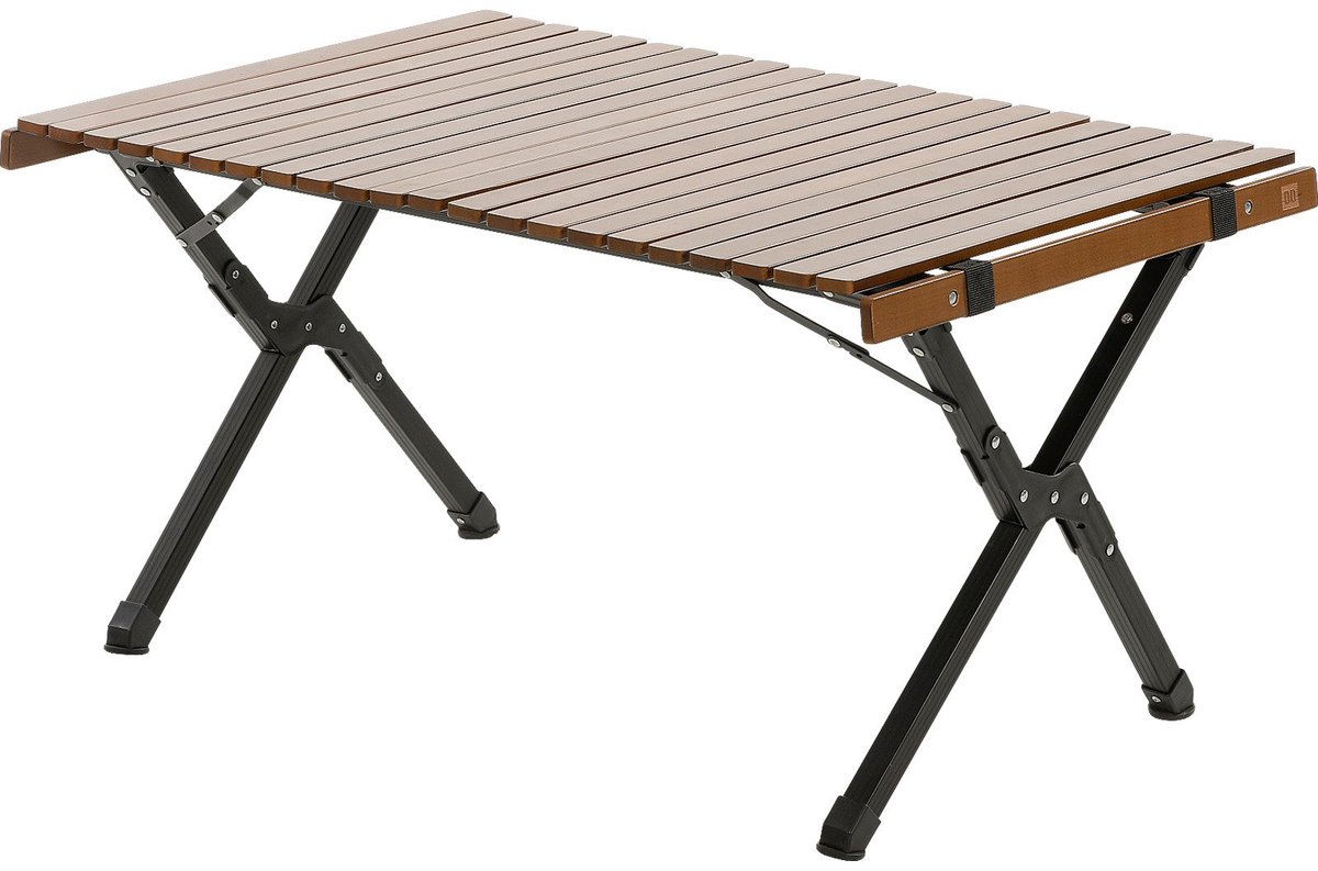 Travellife Campingtafel Iver 90 Walnoot - Oprolbaar tafelblad - Inclusief draagtas