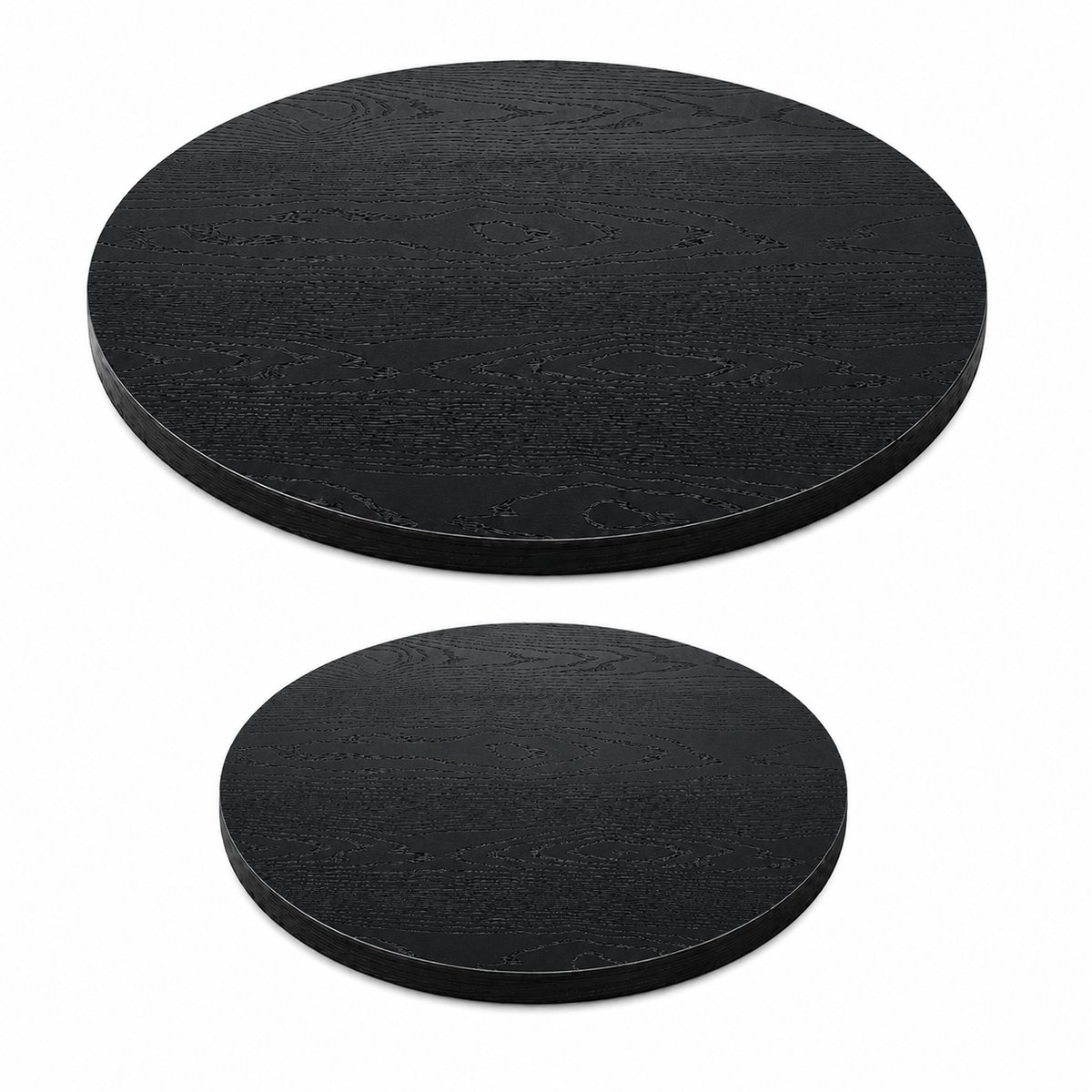 Tafelbladen Set 2 Delig - Ronde Houten Tafelbladen 70 cm En 50 cm Met M6 Schroefdraad Zwart