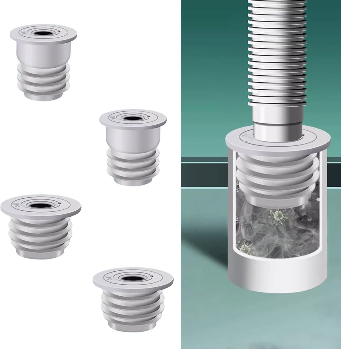 4 Pcs Drain Pipe Sealing Plugs, Silicone Drain Pipe Seal, Deodorant Seal Tube Seal with Sealing Cap, Drain Stop - ShopVlot