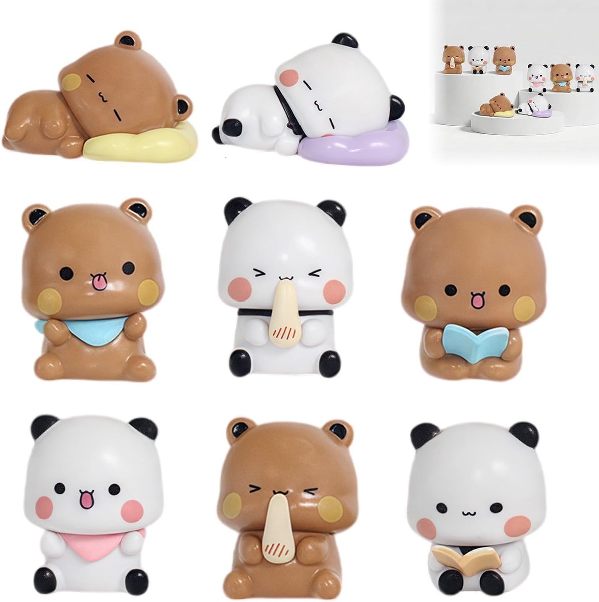 Bubu Dudu Mini Figures Set of 8 Bubu Dudu Figures, Decoration, Panda Decoration Figure, Collectible Figure, Gifts for - ShopVlot