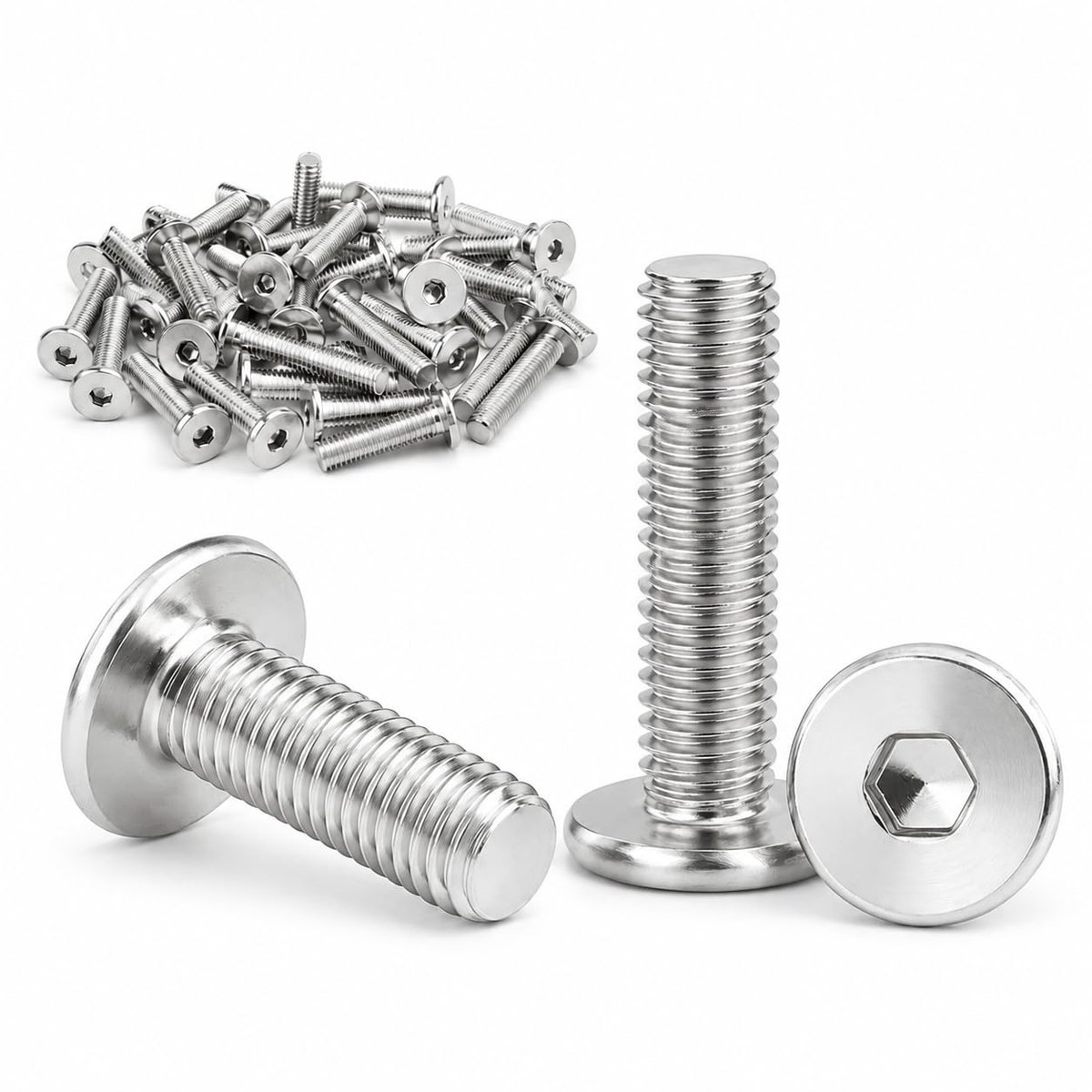 30 stuks M6 x 20 mm platte kopschroeven roestvrij staal binnenzeskant - M6 x 20 mm, 30 stuks - ShopVlot