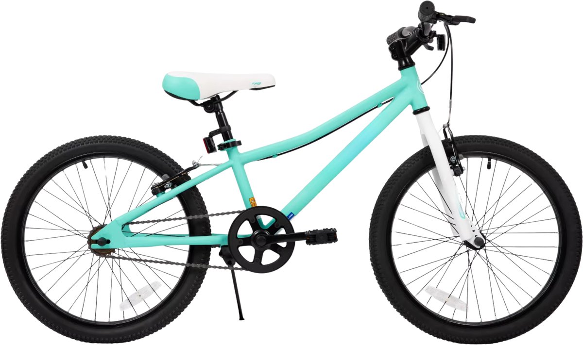 Kindermountainbike – Voor jongens en meisjes – Enkele snelheid, dubbele handremmen en standaard – Mintgroen, 50 cm