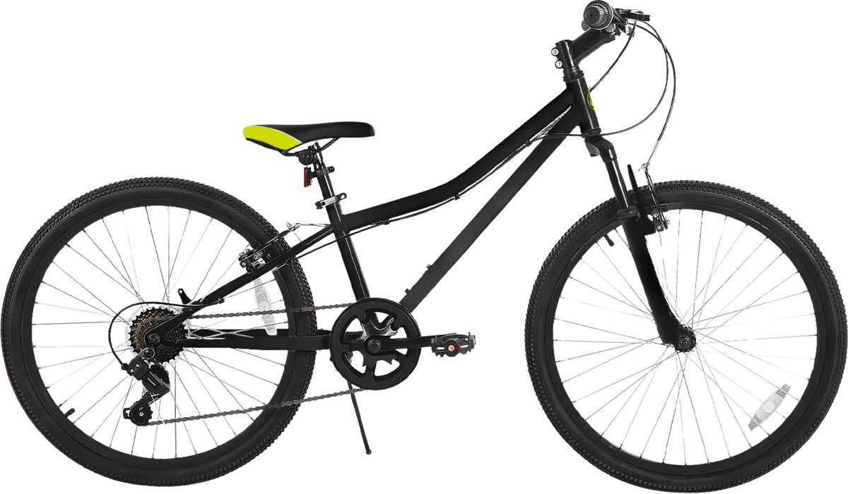 Mountainbike – Voor kinderen / jongens en meisjes – Voorverende vork / kinderfiets – Zwart / 61 cm